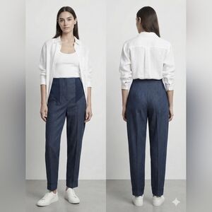 Vintage Nicol Caramel Italy High Waist Wool Trousers Faux Denim Blue IT 44